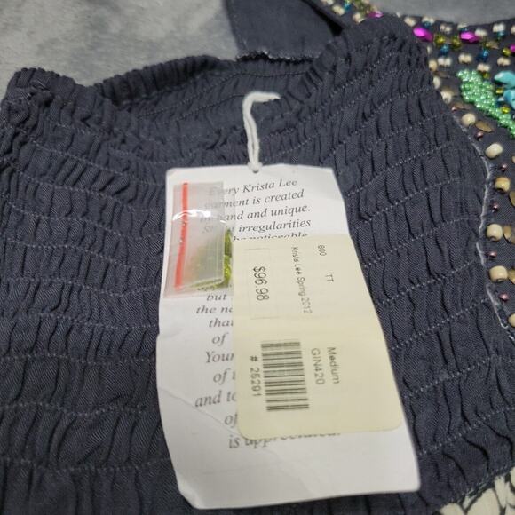 New Krista Lee Mini Womens Medium Dress Black Boho Tiered Sleeveless Embroidered - Picture 6 of 12